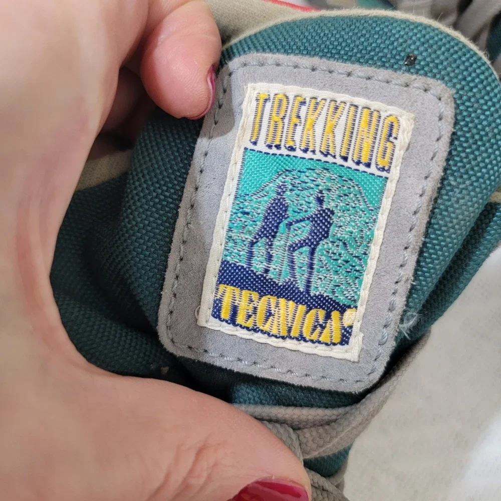 VTG Italian Tecnica‎ Skywalk Gore Tex Hiking Boots Gray Teal Red Men 7 run long